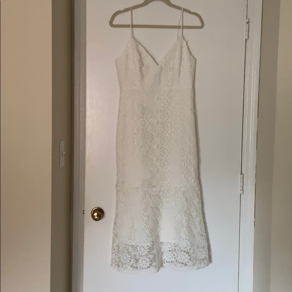 White lace midi dress